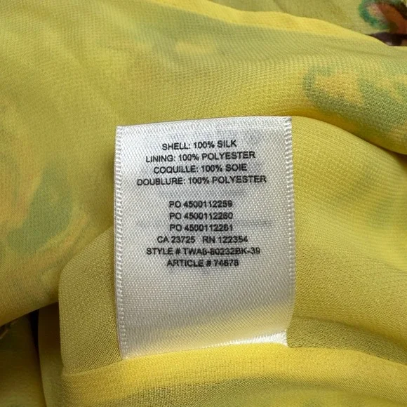 Le Fou Wilfred Yellow Floral Silk Ruched Button Front Mini Dress Size 10 - Picture 6 of 9